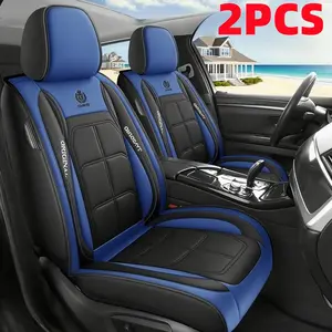 Waterproof Leather Car Seat Covers 2 PCS Soft Comfortable PU Leather Full-Enclosing Dual-Seater Front Passenger Driver Seat Protectors
