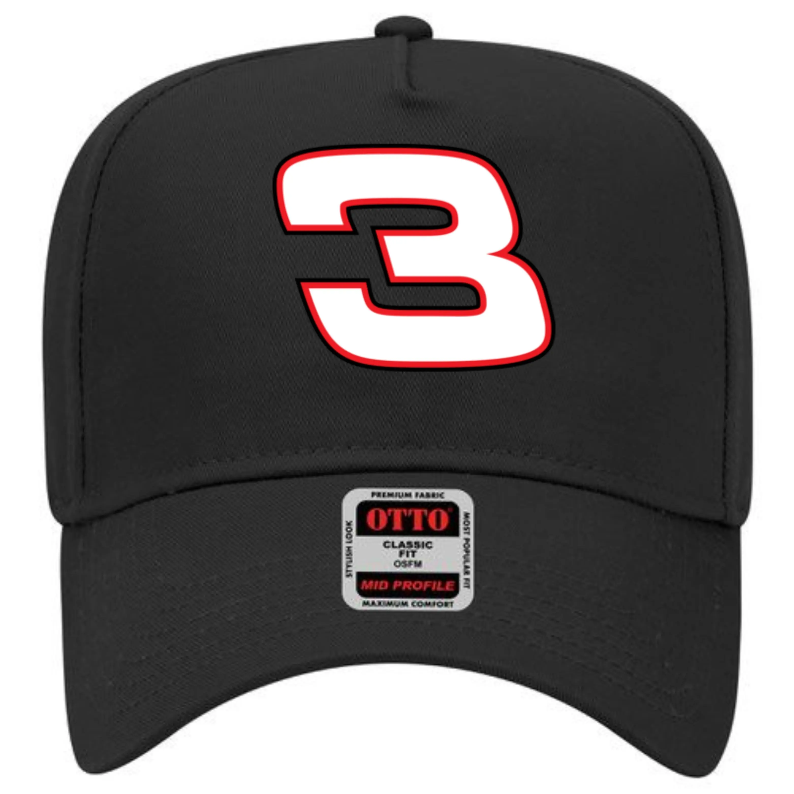 Legendary Number 3 Racing Hat | Classic Black Mid-Profile Baseball Cap | Premium Snapback for Fans | Vintage Sports Style Headwear