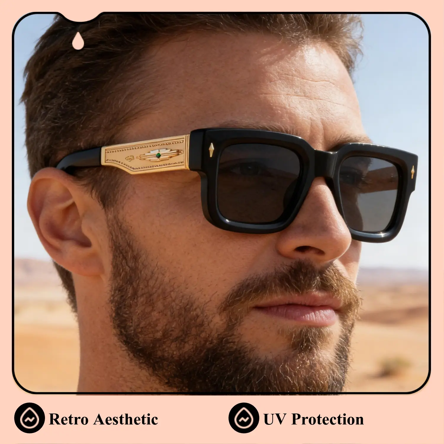 Men's Square Sunglasses - Euro-American Retro Look, Outdoor UV Protection, Premium Unisex Fashion Eyewear, Square Shape