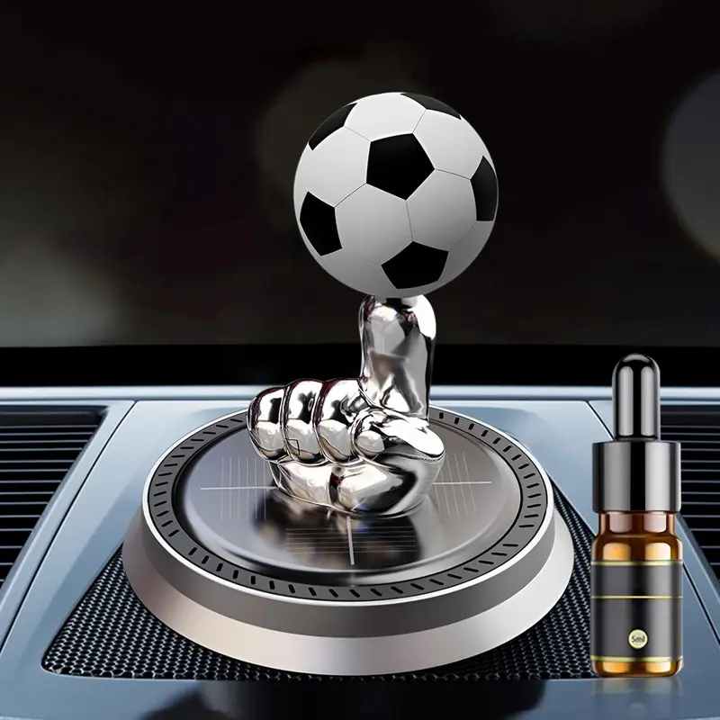 Black Friday Solar Powered Rotating Soccer Ball Car Air Freshener - Aromatic Diffuser, Vehicle Decoration Essential Oil Diffuser - Gift for Football Fanatics and Drivers Portable Waterless Car Diffuser Air Freshener Car Aromatherapy summerwins