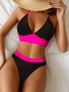 Women's Colorblock Sexy Two-Piece Bikini Swimsuit, Stylish Beachwear for Summer, Comfortable and Trendy Swimwear for Women, Swimsuit Style Bikini