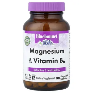 Bluebonnet Nutrition Magnesium & Vitamin B6, 90 Vegetable Capsules