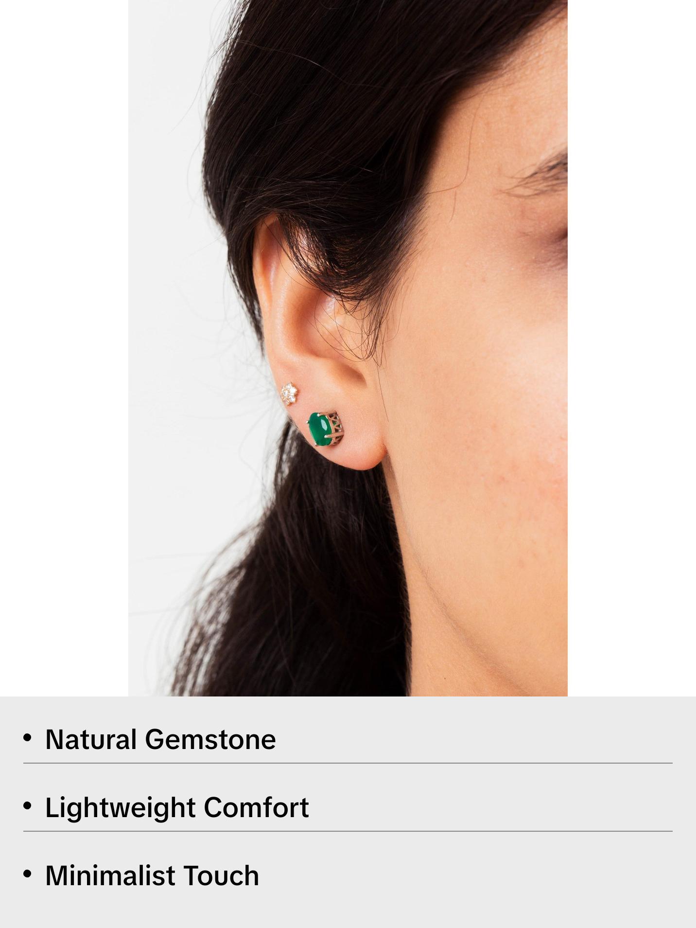 Dainty  Emerald Ear Stud