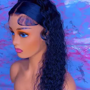 13x4 Water Wave Lace Front Wigs Human Hair Pre Plucked Bleached Knots Pre Cut 210 Density Wet And Wavy Glueless 24 Inch Transparent Lace Frontal Wig With Baby Hair