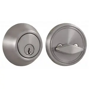 212 MAIN Single Cylinder Deadbolt Lock (00271-N-NFR22) - Satin Nickel, Adjustable Latch, Deadbolt Strike, Concealed Screw, Round Corner, Door Security Solution, Safety Lock for Motorcycle Use, Door Security Lock