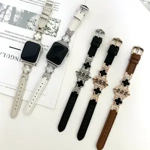 Four-Leaf Clover Apple Watch Band, Compatible with Series 9/8/7/6/SE, Universal Smartwatch Strap, Stylish Elegant Replacement for Everyday & Spring Wear
