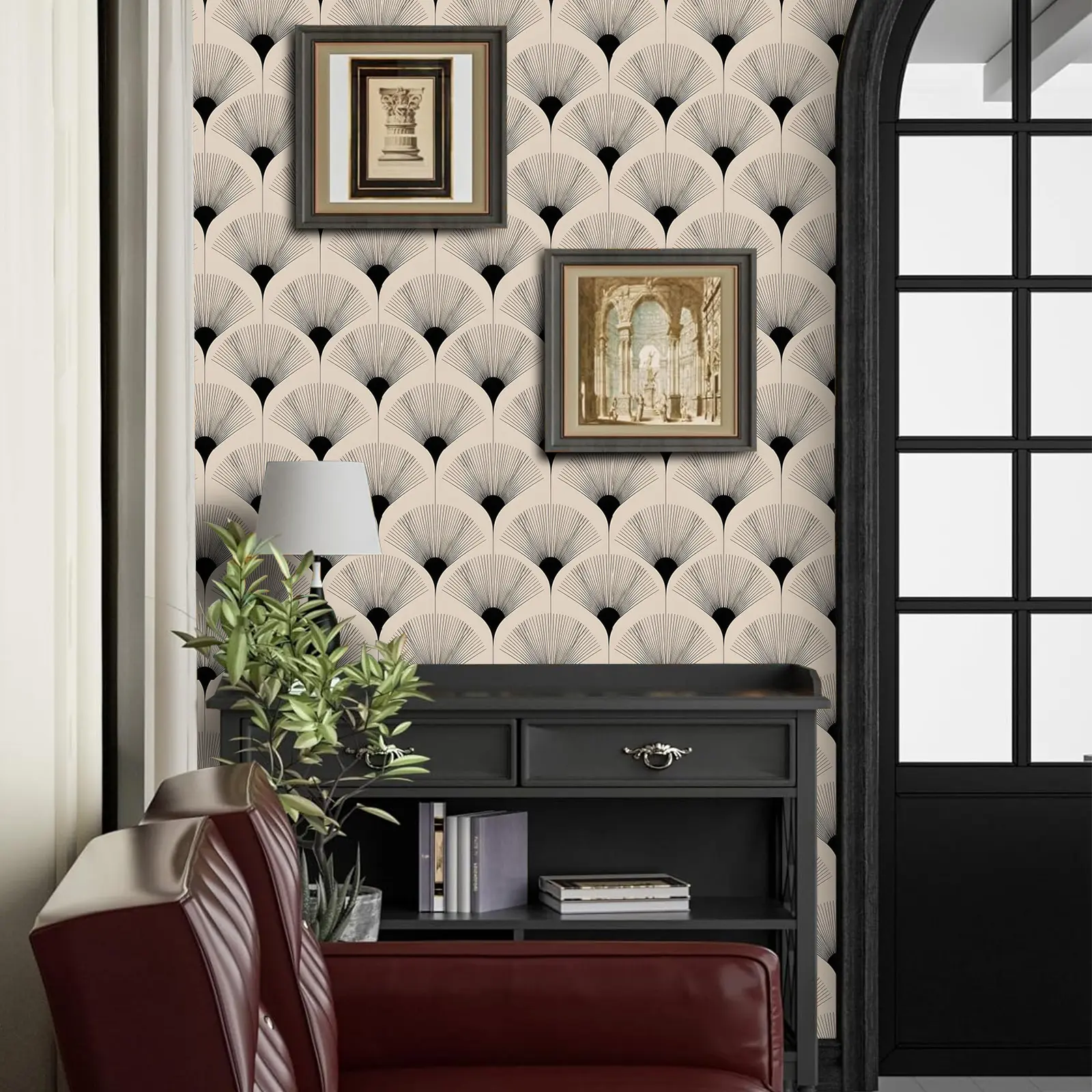 Modern Leaf Pattern Decorative Wallpaper Roll, Self-Adhesive Waterproof Peel & Stick Wallpaper Designs, Easy Removal No Residue, Home Decor for Living Room Bedroom Kitchen, Peel and Stick Wallpaper