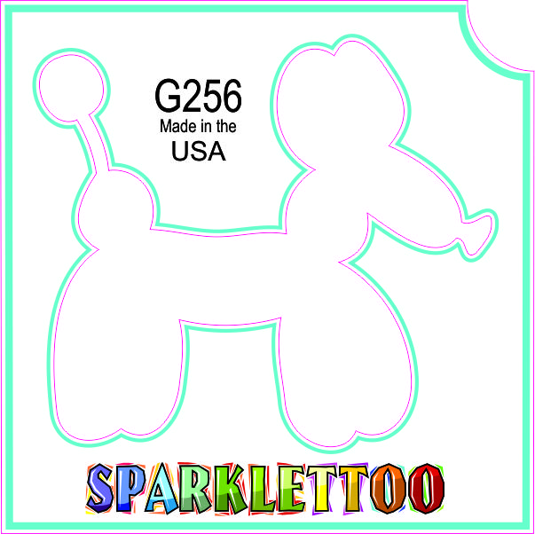 212 MAIN Ruby Red Glitter Tattoo Stencil (G256) - 3-Ply Balloon Dog Design, 1.5x2.3x2.3 in, FDA Safe, 100 Pieces, Men's Special Occasion Costume Accessory