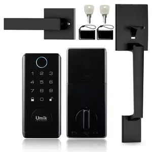 Umik 5-in-1 Smart Lock with Fingerprint & Tuya App Control WiFi Keyless Entry with Auto-Lock，IC Card & Passcode-IP65 Waterproof Electronic Deadbolt with Type-C Emergency Charging for Front Door，Garage，Apartment, Office Home Security