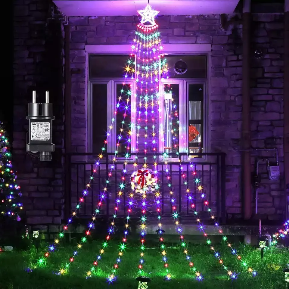 christmas ceiling decor  Outdoor Christmas Decorations 350 LED Star Lights Easy Installation Waterproof Magical Ornaments
