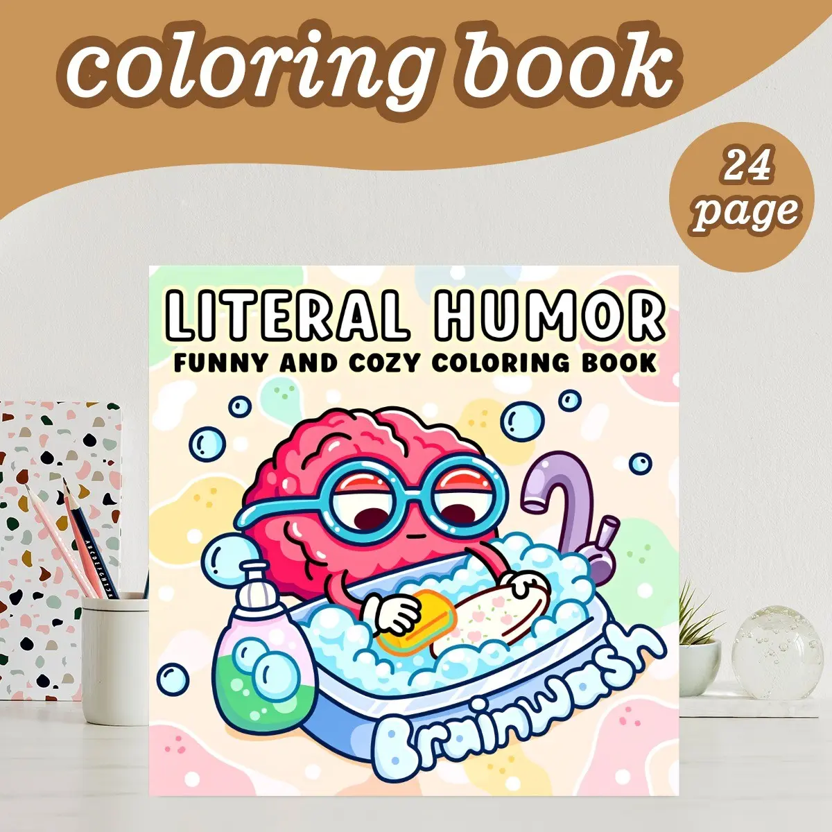 Humorous Coloring Book Theme, Cute Creative Coloring Book, Literally Funny Cozy Relax Coloring Book, 24 Bold Stress-Relief Designs, 7.9in X 7.9in Perfect Size, Thick Paper, Ideal Gift for Adults, Teens