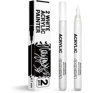 2 count white   Pens,0.7 mm extra Fine Tip,Water Based  Markers for , Black Paper, Rock Painting, Stone