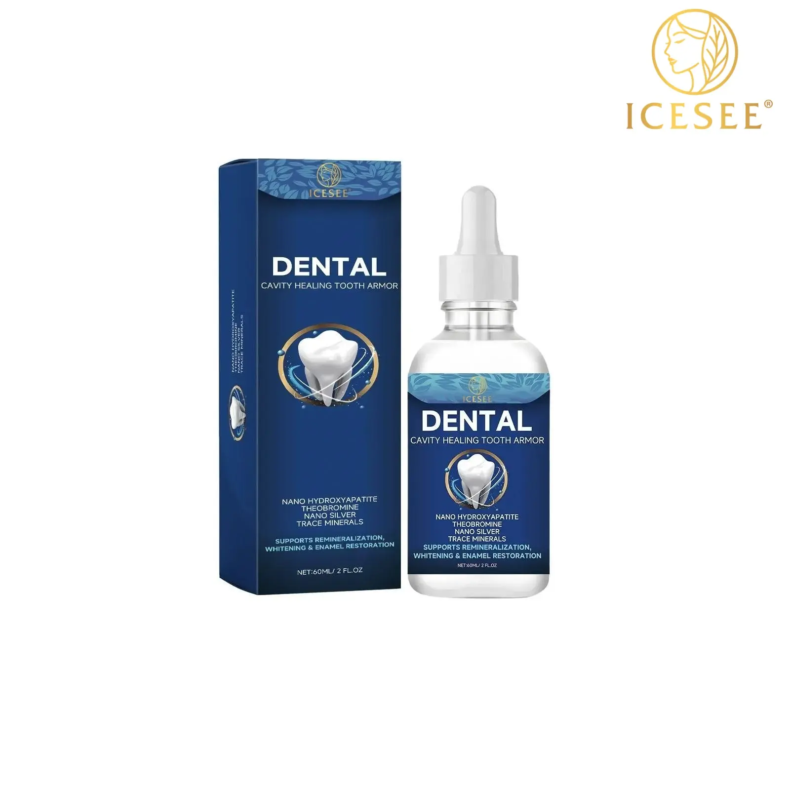 ICESEE Nano Hydroxyapatite Enamel Care Drops for Remineralization and a Radiant Smile, Daily Cosmetic Stain Remover for Sensitive Oral Care, Teeth Stain Remover, Gentle, Mild, Bright Smile, Beauty Products, Tooth Armor Teeth Whitening