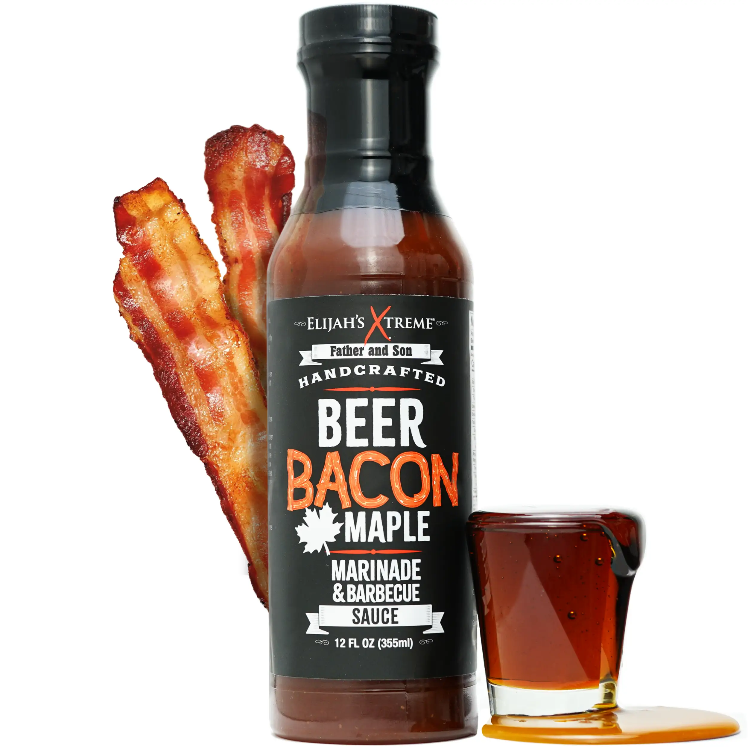 Bacon Maple BBQ Sauce & Marinade, Smoky Bacon Flavor, Dipping Sauce & Marindade, Gluten Free, Zero Fat, Dipping Sauce for Chicken & Fries, 12 fl oz