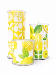 Lemon Squeezy Wrap Set for Your Wrap A Candle Bases | Bright Citrus Modern Design | Reusable Candle Wraps