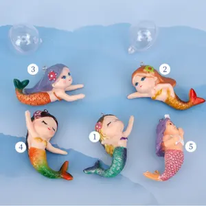 Floating Aquarium Decorations Mermaid Ornaments for Fish Tanks Eye-Catching Aquarium Decor Cartoon Aquatic Pets Miniature Aquatic Statues Themed Aquarium Decorations