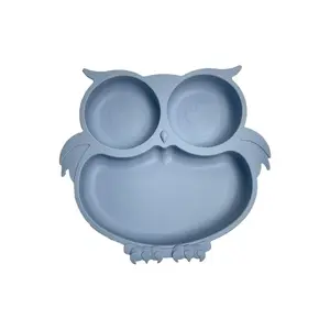 Baby Plates Owl Shape Suction Plates for Babies & Toddlers Divided Design Microwave & Dishwasher Friendly Silicone Mealtime Plates