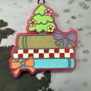 Car Freshie - Colorful Christmas Tree & Books with Bow Ornaments for Car Decoration