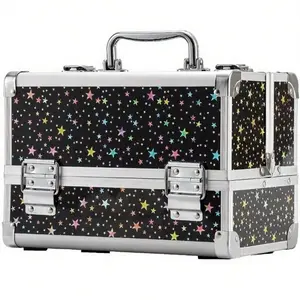 2026 Upgrade VersionMakeup Train Case, Cosmetic Box, Portable Makeup Case Organizer 2 Trays Makeup Storage For Cosmetologist Aesthetic Supplies Nail Tech Traveling Makeup BoxTikTokMadeMeBuyIt