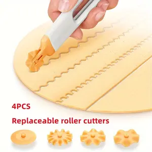 Four in one dough cutter, portable dough roller cutter, household baking cake lace cutter, cake skin cutting artifact, Mantou, sugar flipping, biscuit skin roller mould