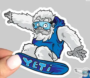 Yeti snowboard sticker, Yeti sticker, Snowboard laptop sticker, Snowboard sticker, Laptop sticker