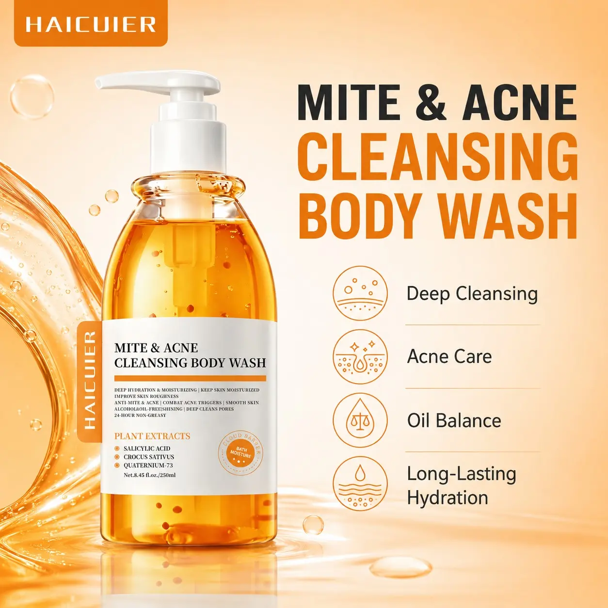 Acne-Fighting Bath Gel, Body Care Cleanser, Aromatic Body Cleanser, Deep Cleansing, Reduces Itching, Balances Oil, Long-Lasting Moisture, Soft Smooth Skin, Family Use, Daily Shower, Aromatherapy Body Wash, Body Wash Moisturizing, Body Hygiene Products