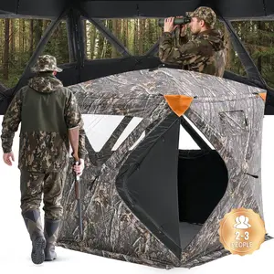 fathersdaygift VEVOR Hunting Blind, 270 Ground Blind, 2-3 Person Pop Up Deer Blind for Hunting with Carrying Bag, Portable Resilient Hunting Tent, 3 Horizontal Windows for Turkey and Deer Hunting