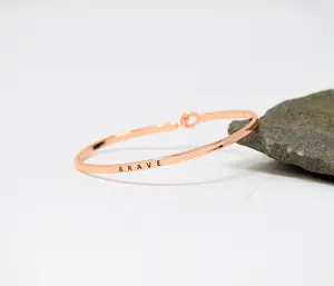 BRAVE  | Inspired Message Engraved Simple Bangle Bracelet | Anniversary, Birthday, Christening, Christmas, Confirmation/Communion, Engagement, Father's Day, Graduation, Mother's Day, Valentine's Day, Wedding