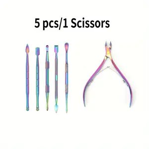 1/5 PCS 1set Stainless Steel Cuticle Remover Nail Dead Skin Removal Nail Art Manicure Tool Nail Art Tools