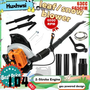 63cc 2-Stroke Gas Backpack Leaf Blower Set, High-Strength Portable Outdoor Power Tool with Handle, High-Output Leaf Removal Tool with Compatible Parts Included