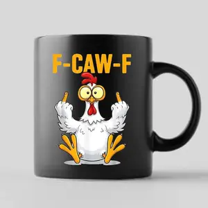 BNB – F-Caw-F Chicken and Middle Finger 11oz/15oz Ceramic Mug, Humorous Chicken Suit Coffee Cup Gift for Besties Coworker Colleague Workmates on Birthday Thanksgiving Christmas, Hilarious Office or Home Office Drinkware Reusable And Washable Coffee Cup
