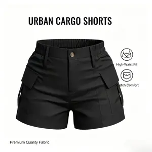 2026 European and American foreign trade cross-border new ebay casual women's high-waisted button street pocket tooling shorts women