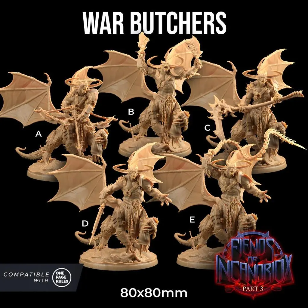 War Butcher Fiends of Incandriox | The Dragon Trappers Lodge | 32mm Scale | Miniature TTRPG Mini DnD Dungeons Dragons Wargame