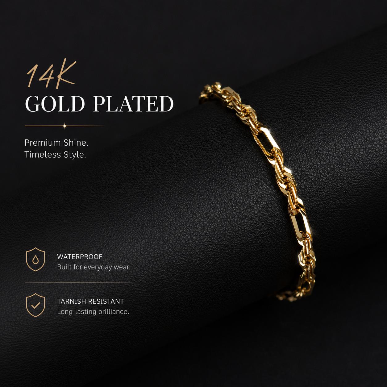 Holylegend 14K Real Gold-Plated Milano Rope Chain Bracelet, 14K Gold Plated Diamond Cut Rope, Simple Twist Link Bracelet,Hip Hop Jewelry, Classic Rope Link Bracelet, Gift Ready,Father's Day Gift Holylegend 14K Real Gold-Plated Milano Rope Chain Bracelet, 14K Gold Plated Diamond Cut Rope, Simple Twist Link Bracelet,Hip Hop Jewelry, Classic Rope Link Bracelet, Gift Ready,Father's Day Gift