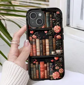 Vintage Library Bookshelf Phone Case, Elegant Floral Bookish, Book Lovers Gift Design for iP, Tough Case 17 16 15 14 13 12 11
