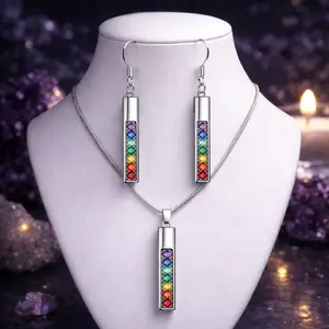 Chakra Color Bar Pendant & Earrings Set – 0.98 Inch