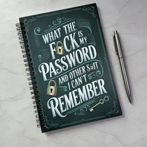 Spiral Password Organizer - Funny "What The F*ck Is My Password" Book for Adults