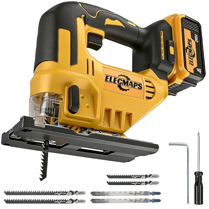 ELECMAPS Professional Electric Jigsaw ,  0-45 Degree Adjustment , Suitable For And Professional Woodworking