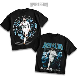 SPORTREIGN Ronaldo CR7 V2Men's T-shirt, Soccer Fan Shirt, Ronaldo white Fan Merchandise, Football Shirt, Graphic Tee Over Size, 100% cotton Shirt, Gift For Him, Made In USA.
