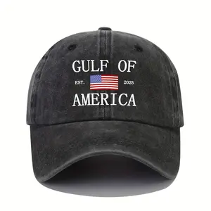 American Bay Adjustable Unisex Baseball Cap- Patriotic American Flag Design, EST 2025, Lightweight Black Casual Outdoor Hat, Hand Washable, Washed Texture