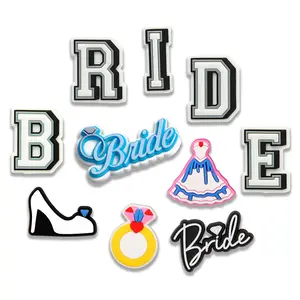 Bride Croc Charms 10PCS PVC Clog Pins Accessories Party Favors Birthday Gifts Holidays Decoration for Boys Women Girls