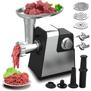 Electric Meat , 2800W Max Sausage Stuffer,Stainless Steel Meat Mincer With 2 , 3 Plates, Sausage Tube And Kubbe Kit For Home Kitchen Use