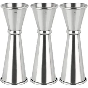 3PCS Double Cocktail Jiggers Stainless Steel 1 OZ X 2 OZ Alcohol Measuring Tools