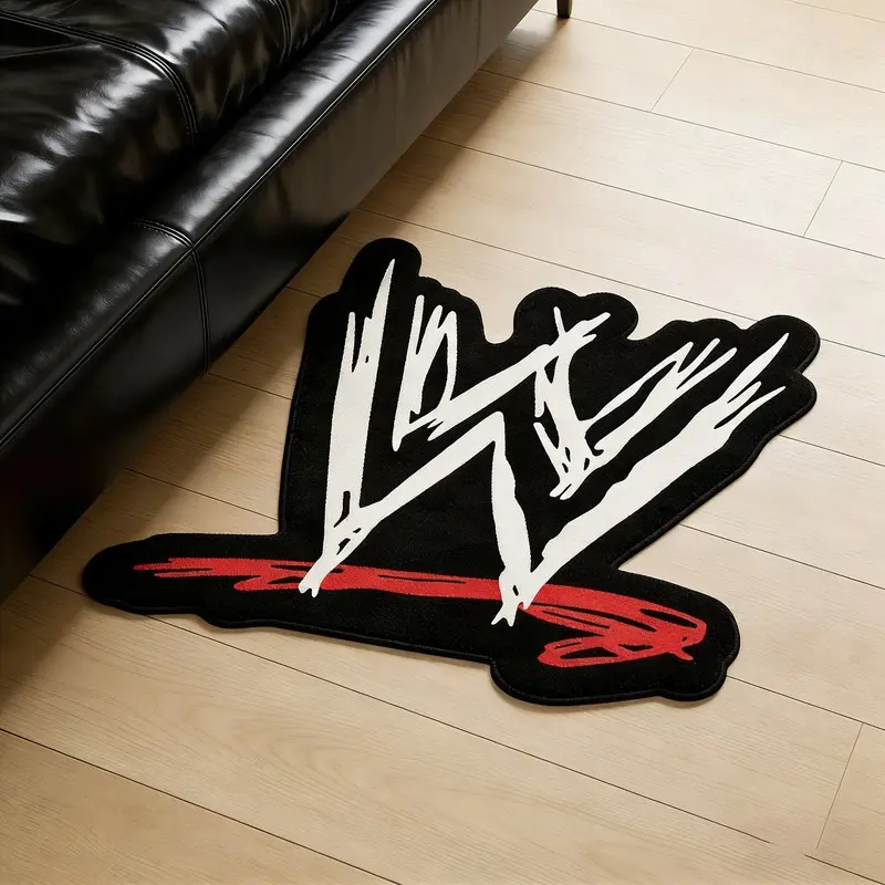 Unusual Shape Creative Design Trendy Graffiti Letter W Rug Carpet Mat, Soft Washable Easy Clean Plush Rug, Home Decor for Living Room Bedroom, Artistic Rug, Irregular Shape, Home Decor Rugs
