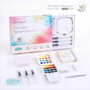 Portable Watercolor Set with Bucket, Paints, Palette, Brushes, Sketchbook, Lightweight, Ideal for Art Projects, Students, Artists