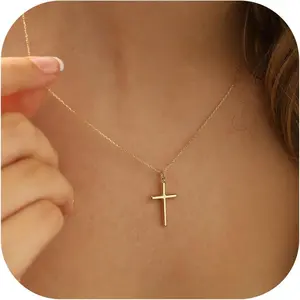 Cross necklace for women, 14K gold plated cross necklace layered gold cross necklace tiny sideway cross choker necklace gold cross necklaces for women trendy gold jewelry gifts for women trendy