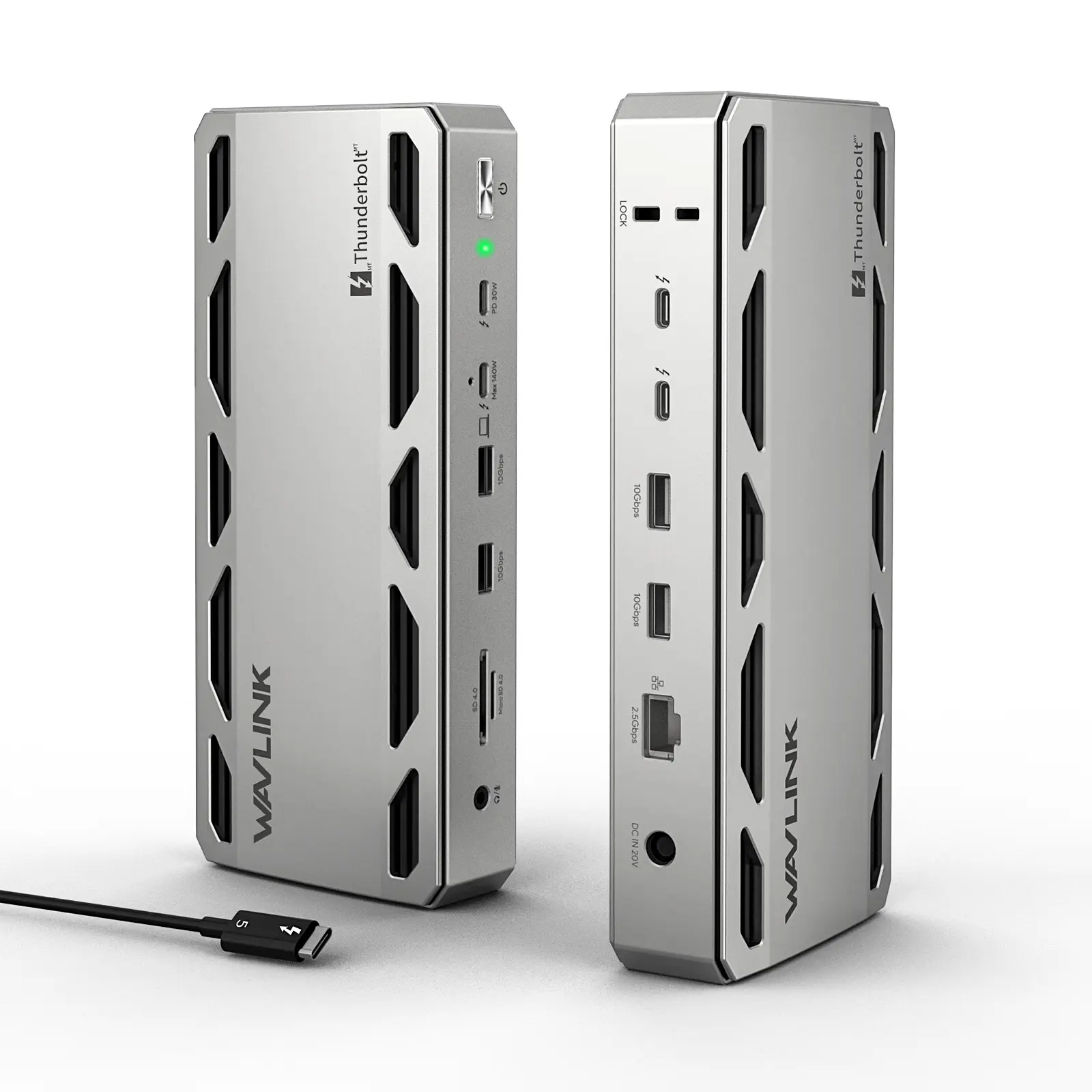 WAVLINK Intel Certified Thunderbolt 5 Dock - 12-in-1 Connectivity TB5 Docking Station with 120Gbps Speed, 140W PD, 2.5G Ethernet, 4X USB-A 3.2 Gen 2, SD Card 4.0, Anti-Slip Designs, Crazy Expansion for Windows 11/Mac OS 14.6+ TB5/4 Laptops