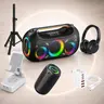 ZEALOT ZE51 Ultimate Audio Bundle – Bluetooth Speaker, Z7 Phone Stand Speaker, M2 Speaker, B39 Headphones, 65W Charger & Speaker Stand