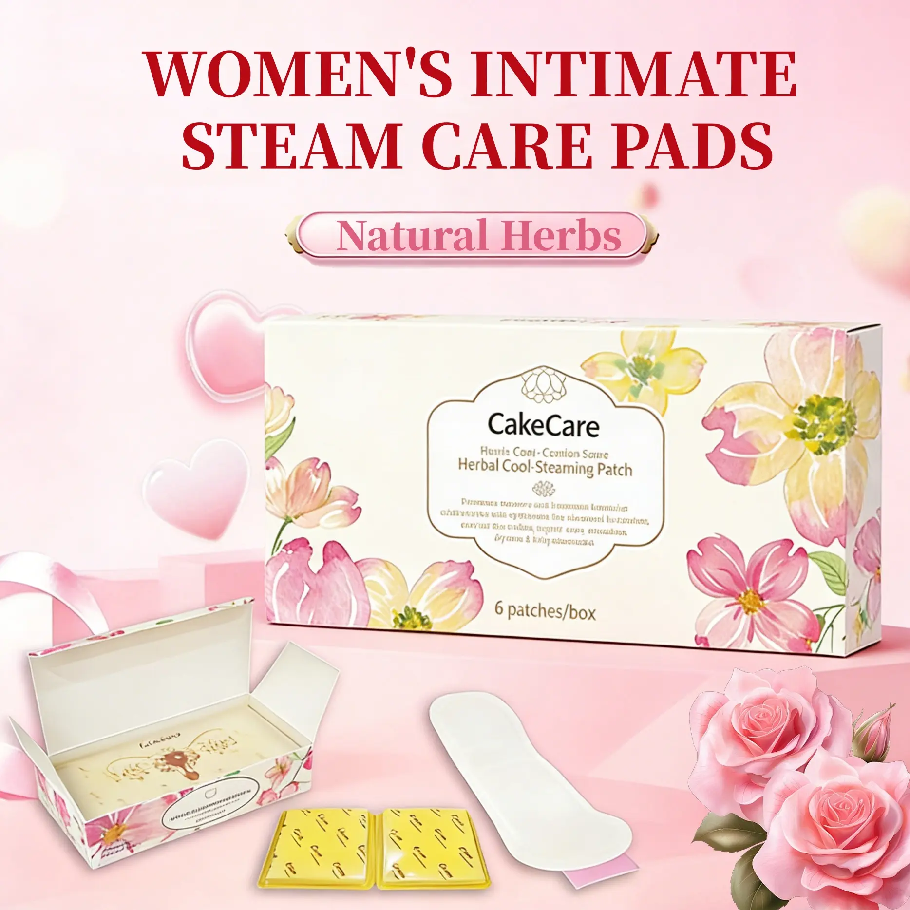 Feminine Natural Herbs Care Pads-Natural Ingredients Snow Lotus、 Motherwort and Safflower Extracts | Fresh Comfortable Soothes Itching Discomfort | Reduces Unpleasant Odors  | Supports Personal Care Wellness