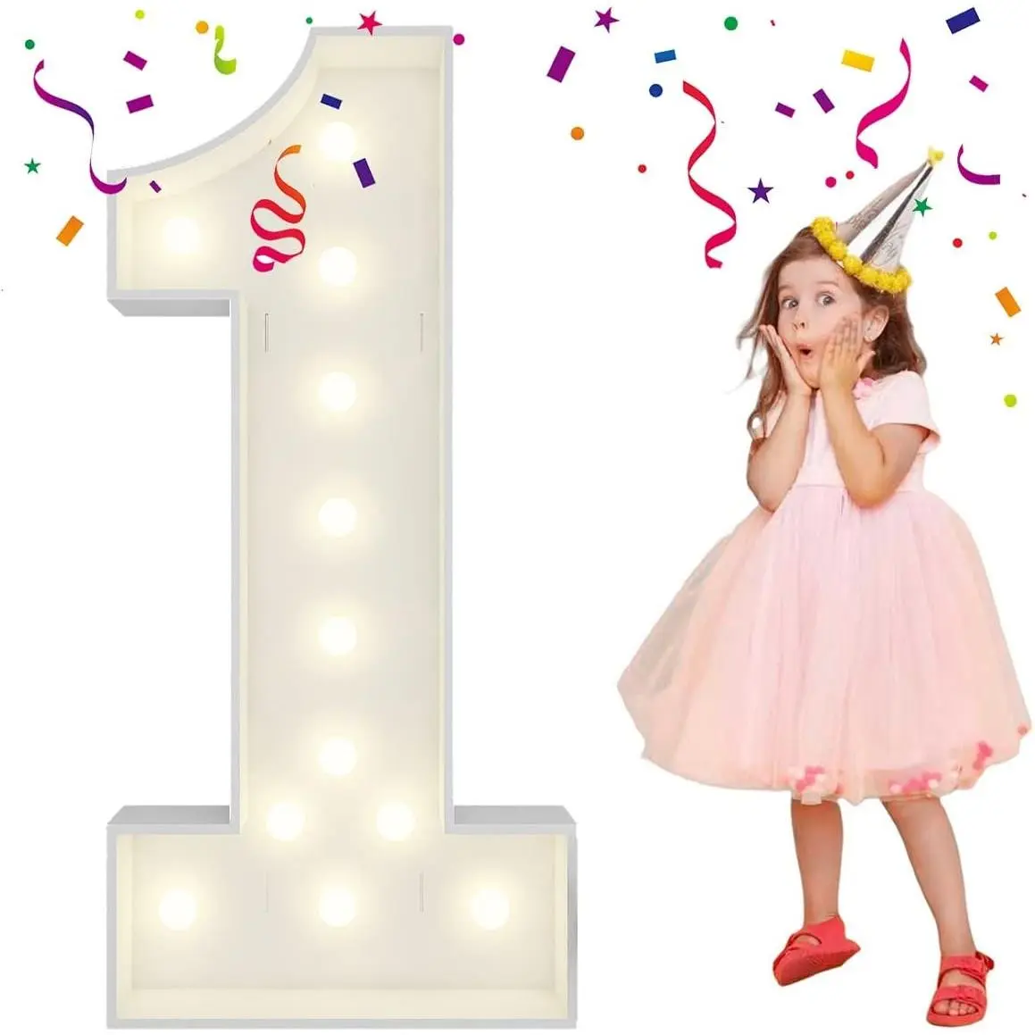 4FT Light Up Numbers Letters, DIY Giant Marquee Numbers, Balloon Number 1 for 1st 13th Sweet 16th Birthday Decorations, Anniversary, Wedding